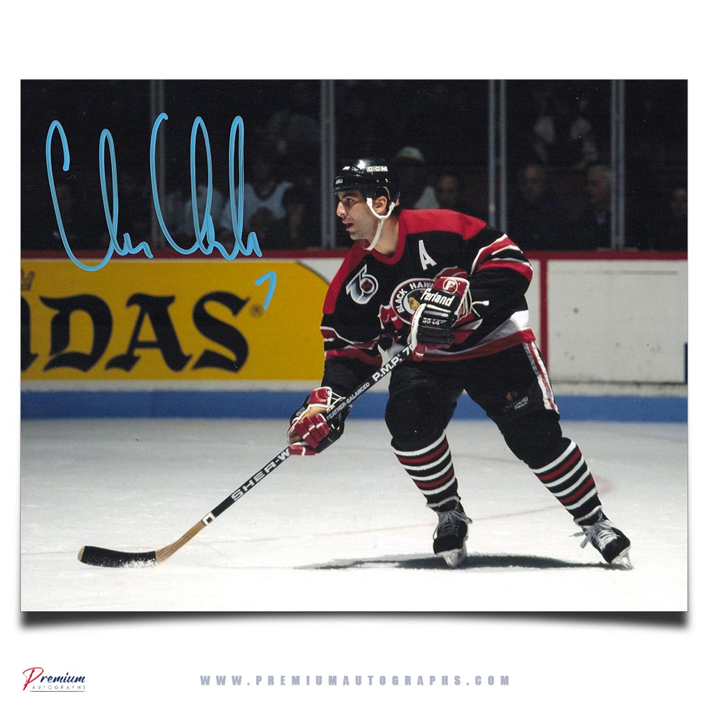 Chris Chelios Chicago Blackhawks Signed 8x10 Photograph Defensive Zone