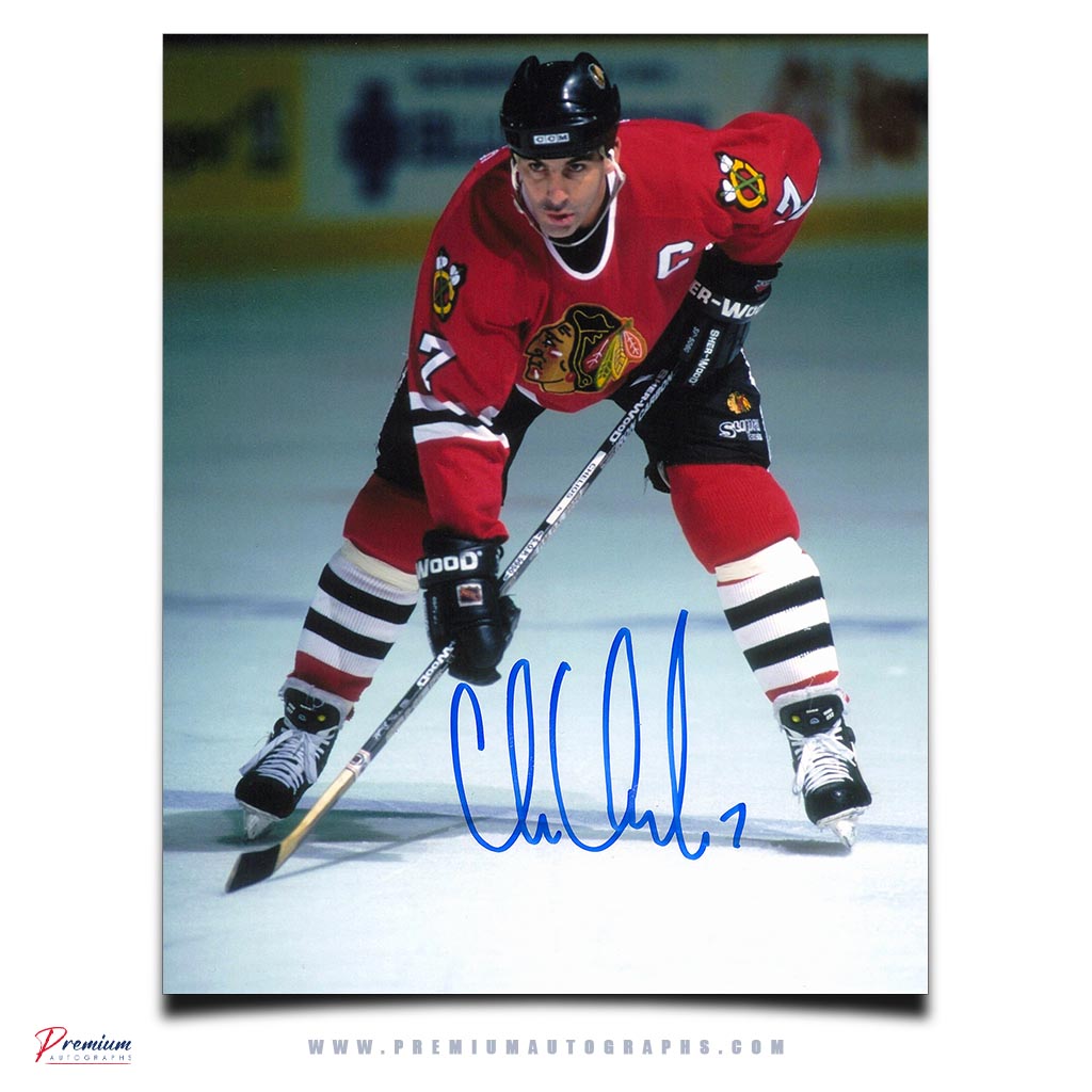 Chris Chelios Chicago Blackhawks Signed 8x10 Photograph Intence