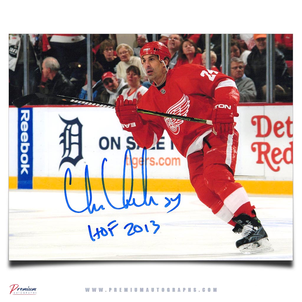 Chris Chelios Detroit Red Wings Signed 8x10 Photograph w/ HOF 2013 Inscription