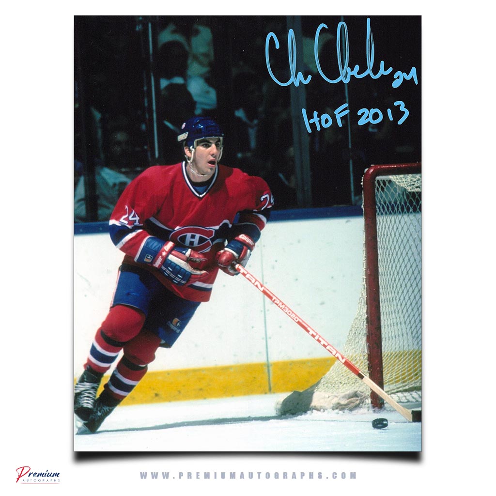 Chris Chelios Montreal Canadiens Signed 8x10 Photograph Around the Net w/ HOF 2013 Inscription