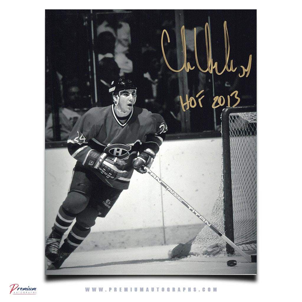 Chris Chelios Montreal Canadiens Signed 8x10 Photograph /w HOF 2013 Inscription (Gold Sharpie)