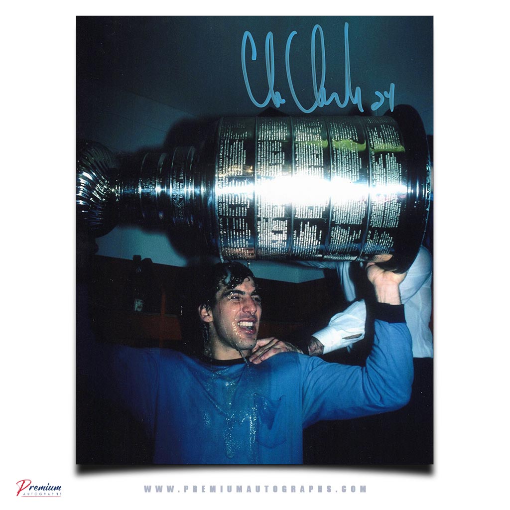 Chris Chelios Montreal Canadiens Signed 8x10 Photograph Stanley Cup Locker Room Celebration