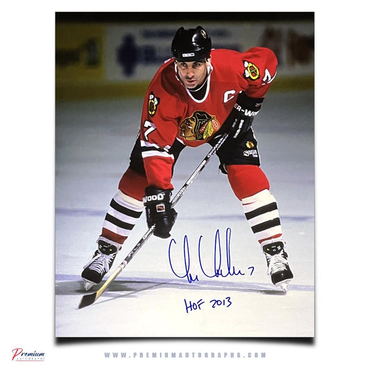 Chris Chelios Chicago Blackhawks Signed 16x20 Photograph w/ HOF 2013 Inscription