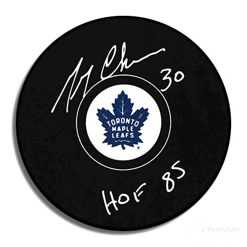 Gerry Cheevers Toronto Maple Leafs Signed Puck w/ HOF 85 Inscription