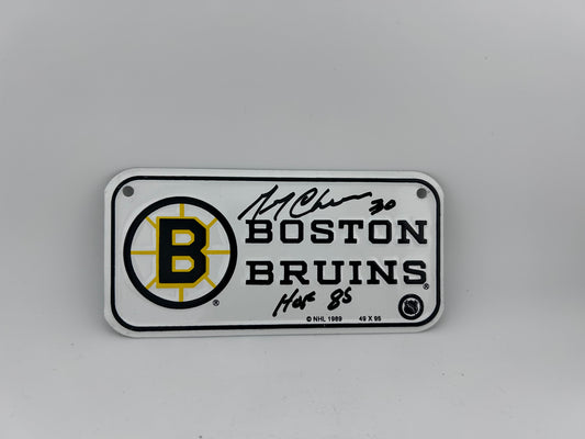 Gerry Cheevers Autographed Boston Bruins Mini License Plate w/ HOF 85 Inscription