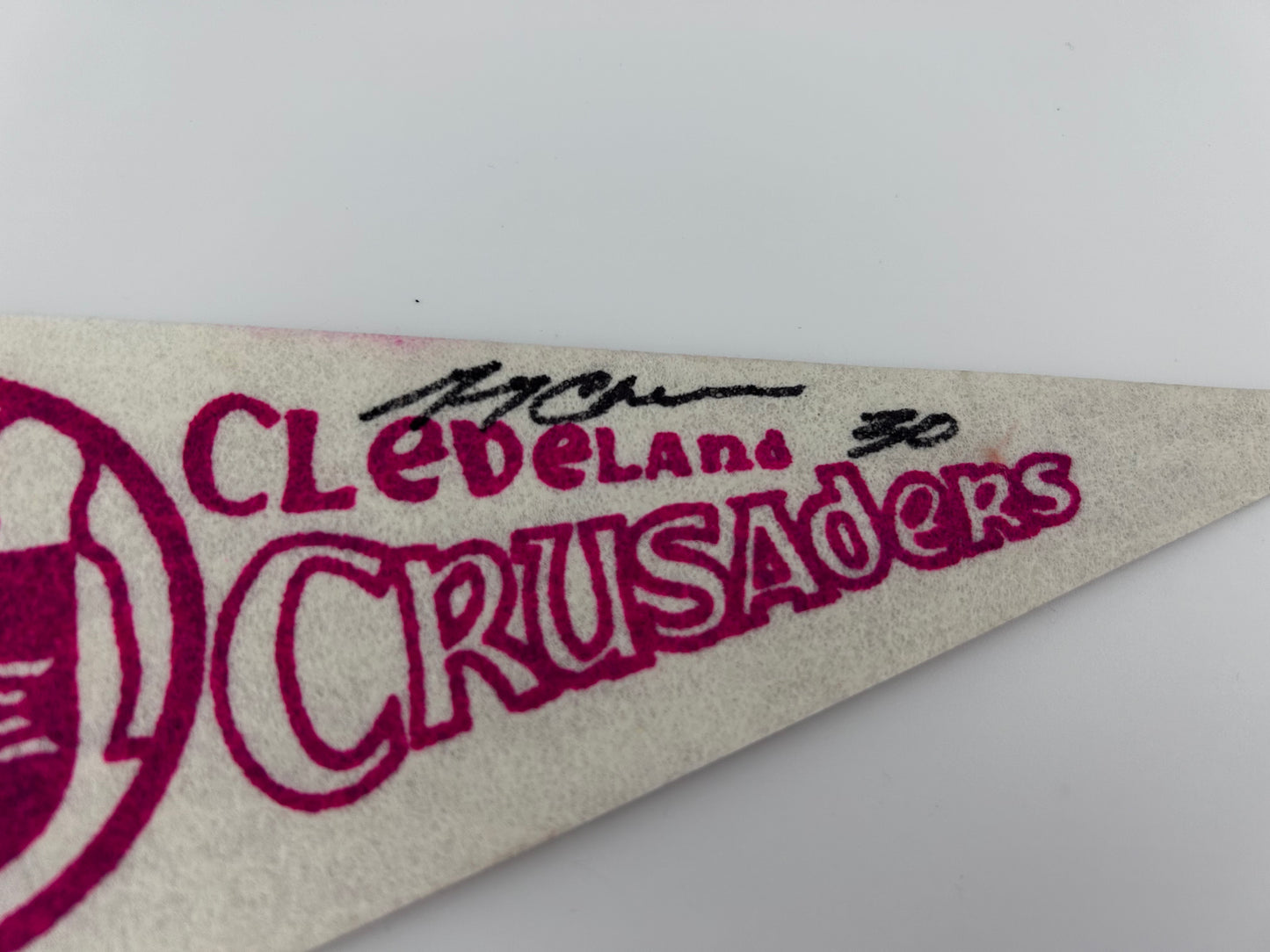 Gerry Cheevers Vintage Cleveland Crusaders Mini Pennet Autographed