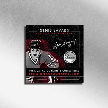 Denis Savard Chicago Blackhawks Signed 16x20 Photograph Snow Spray w/ HOF 2000 Inscription