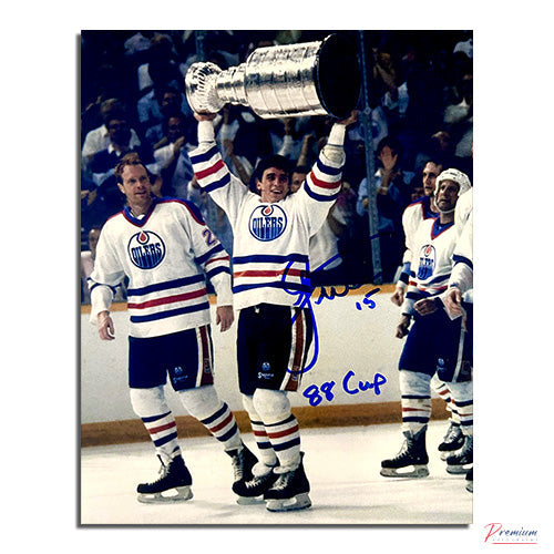 Geoff Courtnall Edmonton Oilers Signed 8x10 Photograph /w 88 Cup Inscription