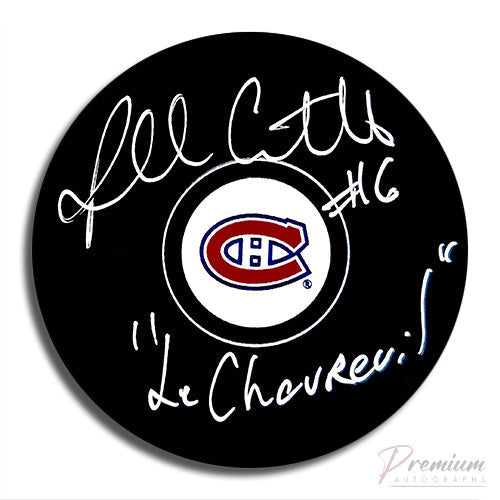 Russ Courtnall Montreal Canadiens Signed Puck w/ "Le Chevreuil" Inscription