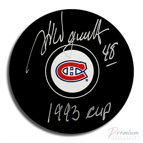 Jean-Jacques Daigneault Montreal Canadiens Signed Puck w/ 93 Cup Inscription