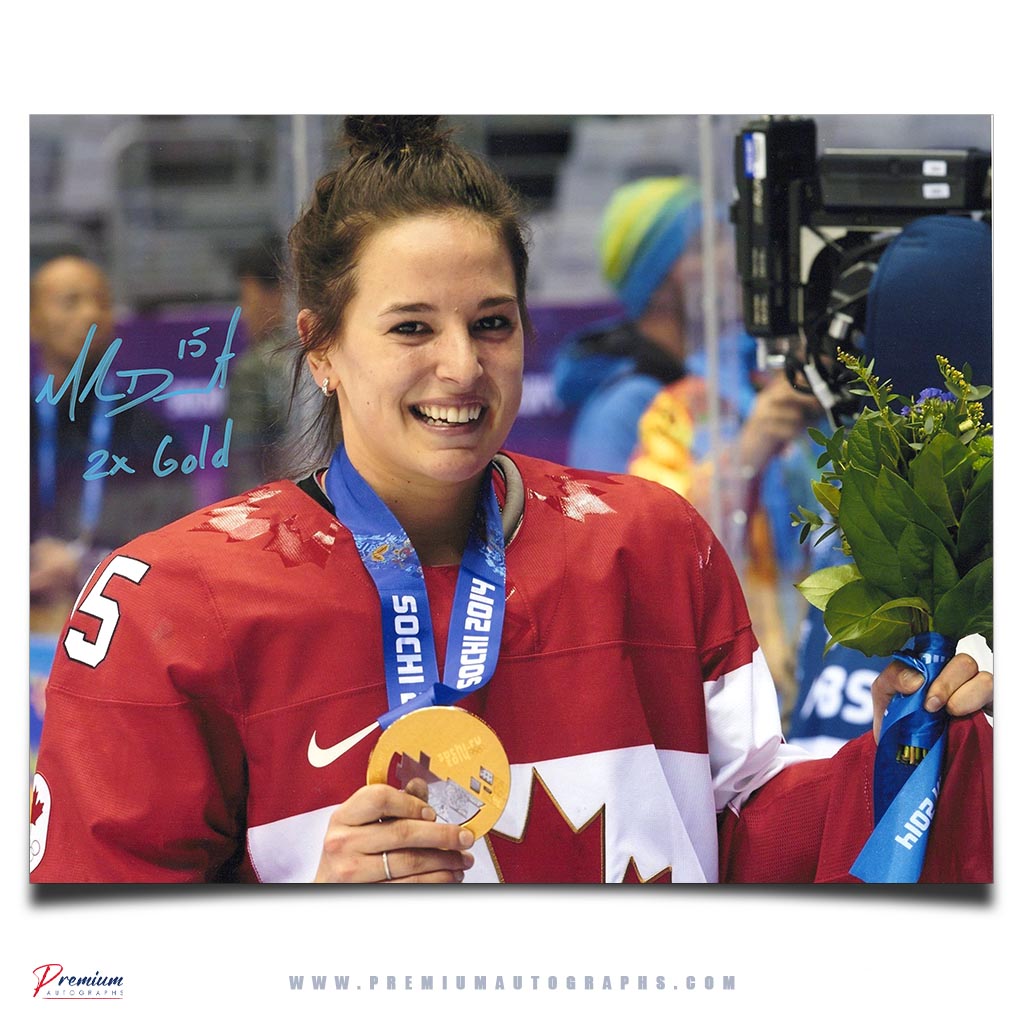 Melodie Daoust Team Canada Signed 8x10 Photograph Olympic Gold w/ 2x Gold Inscription