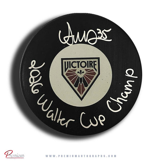 Ann-Renee Desbiens Autographed Montreal Victoire Puck w/ 2026 Walter Cup Champ Inscription