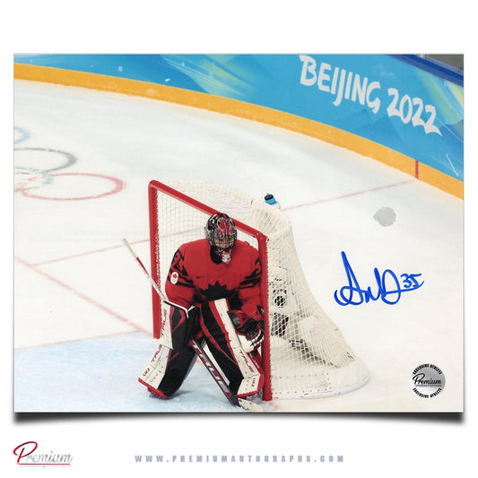 Ann-Renee Desbiens Team Canada Signed 8x10 Photograph Against the Post