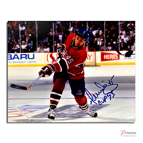 Gilbert Dionne Montreal Canadiens Autographed 8x10 Photograph Skating w/ 93 Cup Inscription