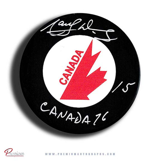 Marcel Dionne Canada Cup Autographed Puck w/ Canada 76 Insctiption