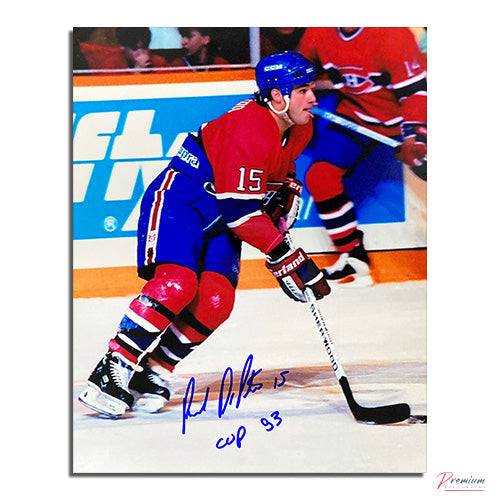 Paul DiPietro Montreal Canadiens Signed 8x10 Photograph with the Puck /w Cup 93 Inscription