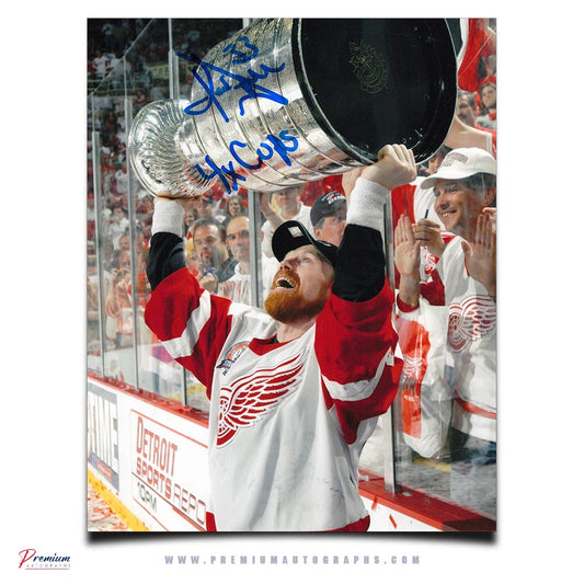 Kris Draper Detroit Red Wings Signed 8x10 Photograph Stanley Cup Celebration w/ 4x Cups Inscription