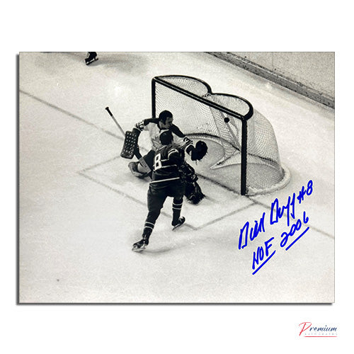 Dick Duff Montreal Canadiens Signed 8x10 Photograph Goal Vs. Maple Leafs /w HOF 2006 Inscription