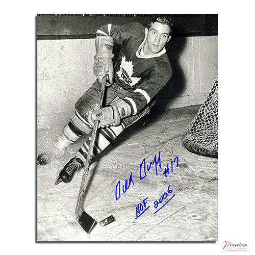 Dick Duff Toronto Maple Leafs Signed 8x10 Photograph Around the Net /w HOF 2006 Inscription