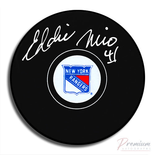 Eddie Mio New York Rangers Signed Puck