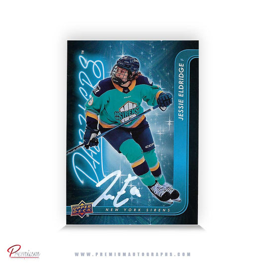Jessie Eldridge Minnesota Frost Autographed 2024-25 Upper Deck PWHL Hockey Card #DZ-9 Dazzlers Insert