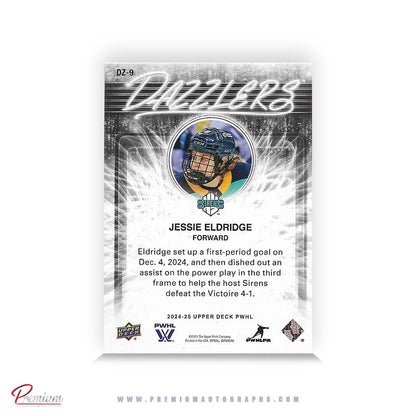 Jessie Eldridge Minnesota Frost Autographed 2024-25 Upper Deck PWHL Hockey Card #DZ-9 Dazzlers Insert