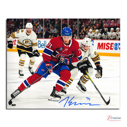 Jake Evans Montreal Canadiens Signed 8x10 Battling Vs. Bruins