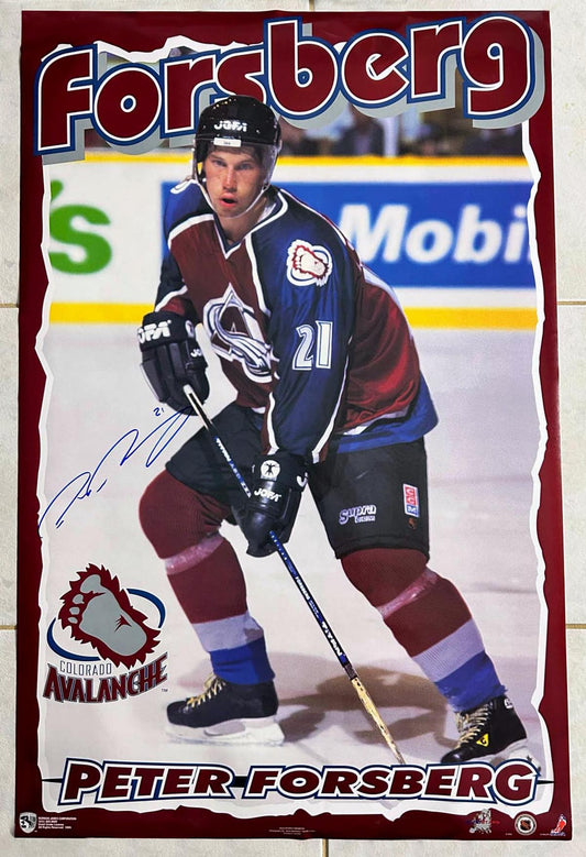 Peter Forsberg Colorado Avalanche Signed 2.75x3.75 in Poster