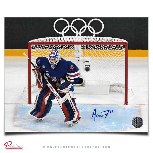 Aerin Frankel Team USA Autographed Olympic 8x10 Photograph In the Crease Over Head
