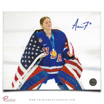 Aerin Frankel Team USA Autographed Olympic 8x10 Photograph Gold Medal On Ice
