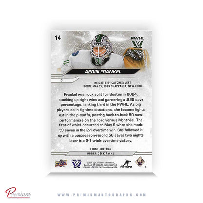 Aerin Frankel Boston Fleet Autographed 2023-24 Upper Deck PWHL Hockey Card #14 Parallel Deluxe #'rd /250