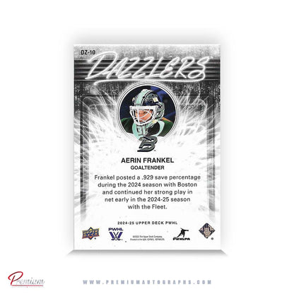 Aerin Frankel Boston Fleet Autographed 2024-25 Upper Deck PWHL Hockey Card #DZ-10 Dazzlers Insert