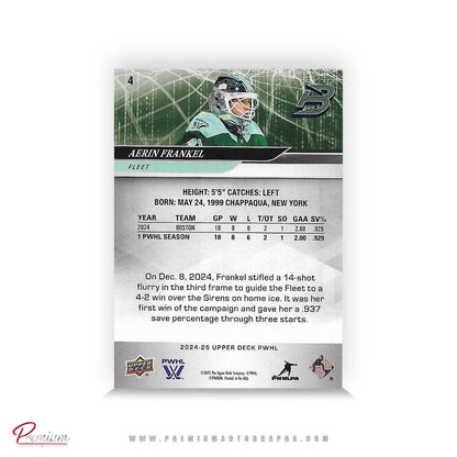 Aerin Frankel Boston Fleet Autographed 2024-25 Upper Deck PWHL Hockey Card #4 Ltd /31 Nicknames  edn. w/ "Franks" Inscription