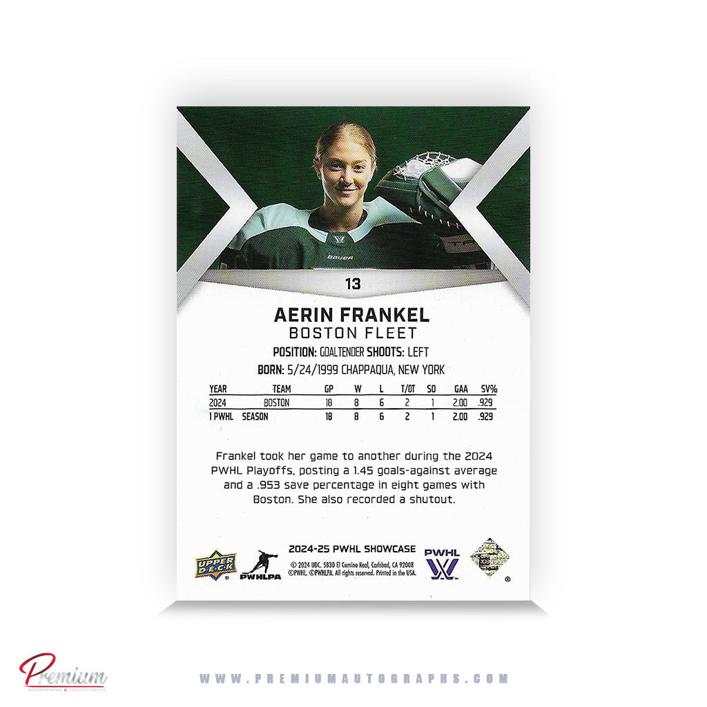 Aerin Frankel Boston Fleet Autographed 2024-25 Upper Deck PWHL Hockey Card #13