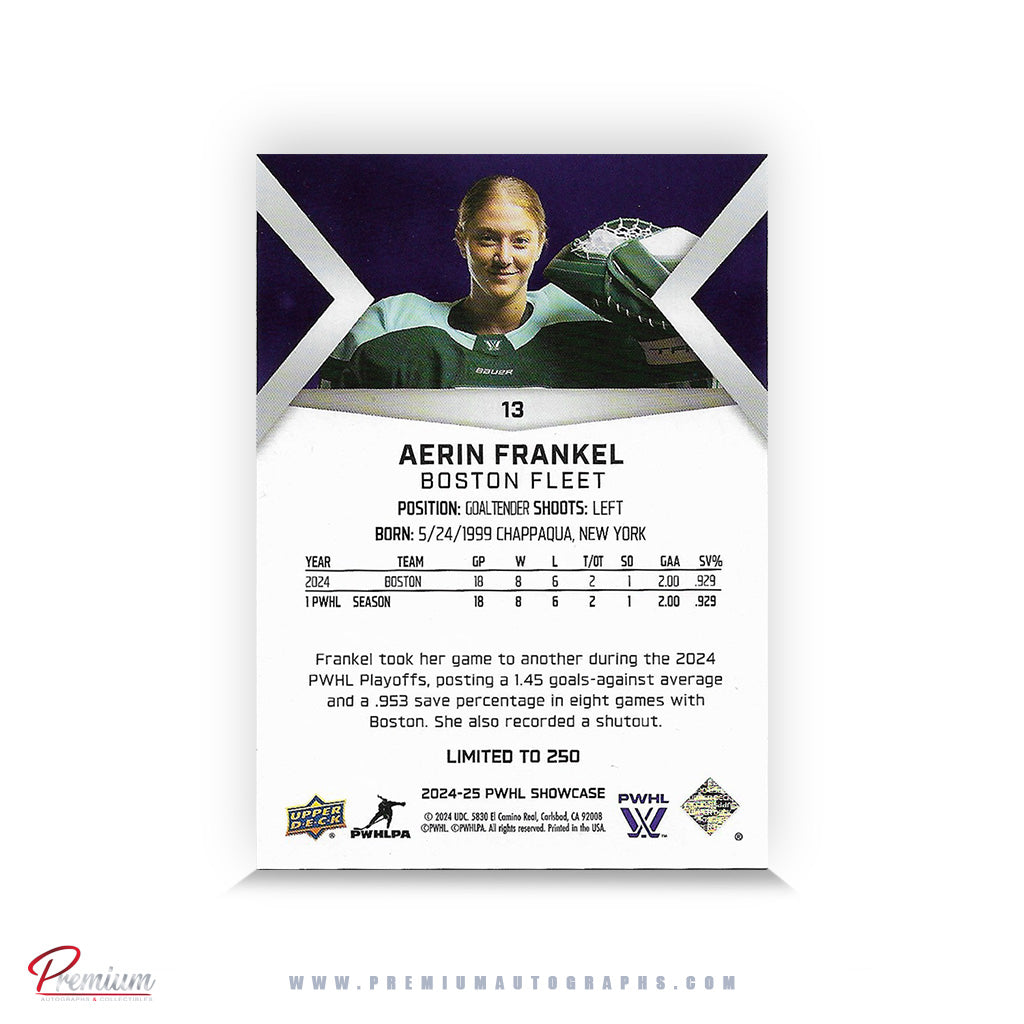 Aerin Frankel Boston Fleet Autographed 2024-25 Upper Deck PWHL Hockey Card #13 #'d to 250