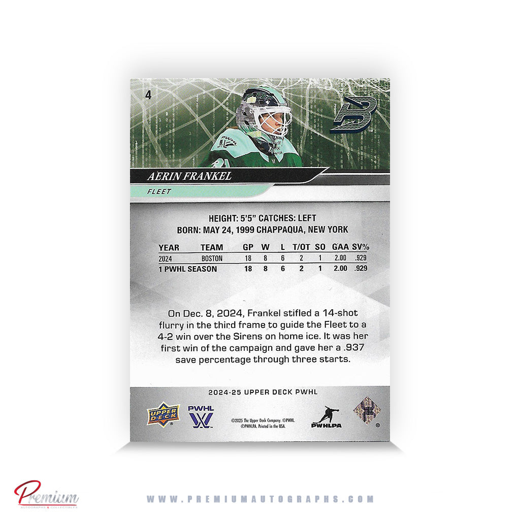 Aerin Frankel Boston Fleet Autographed 2024-25 Upper Deck PWHL Hockey Card #4