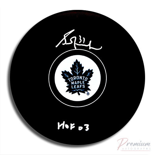 Grant Fuhr Toronto Maple Leafs Signed Puck w/ HOF 03 Inscription