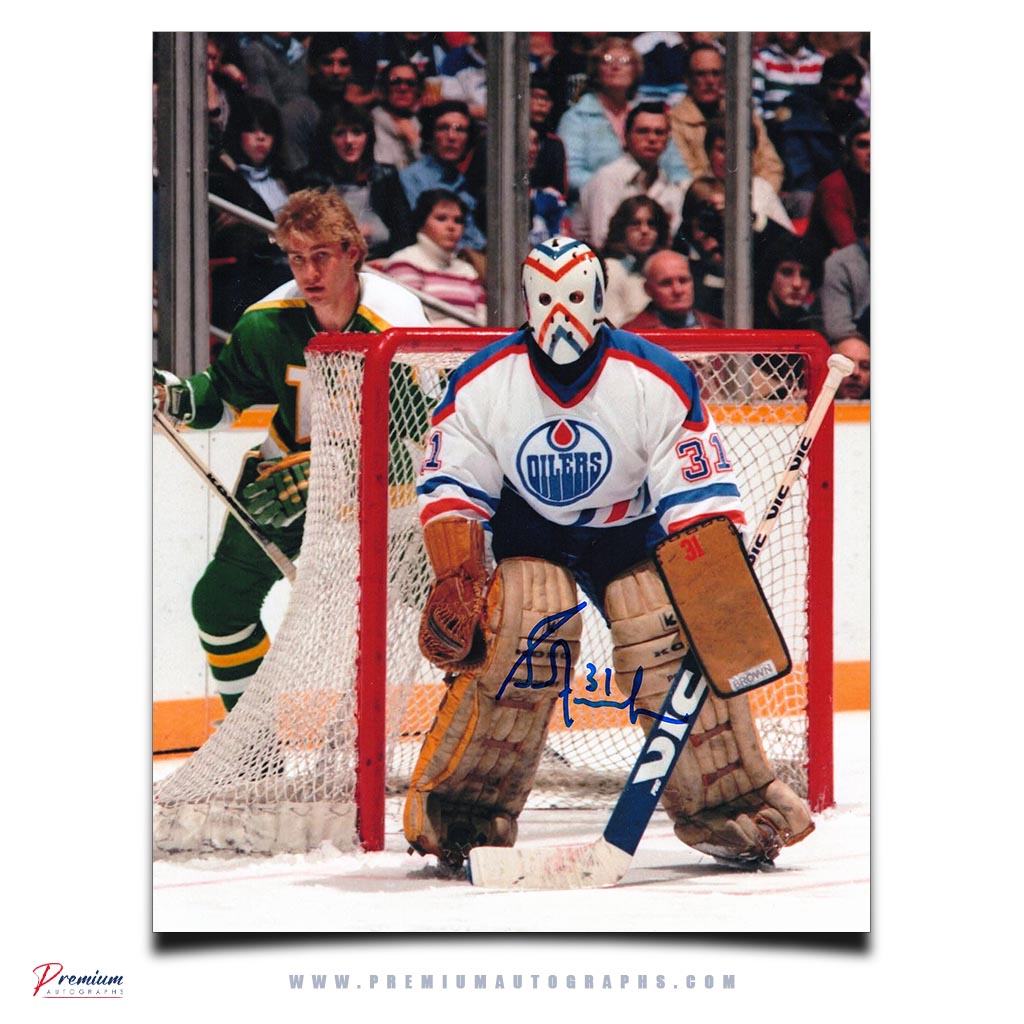 Grant Fuhr Edmonton Oilers Signed 8x10 Photograph Vs. North Stars