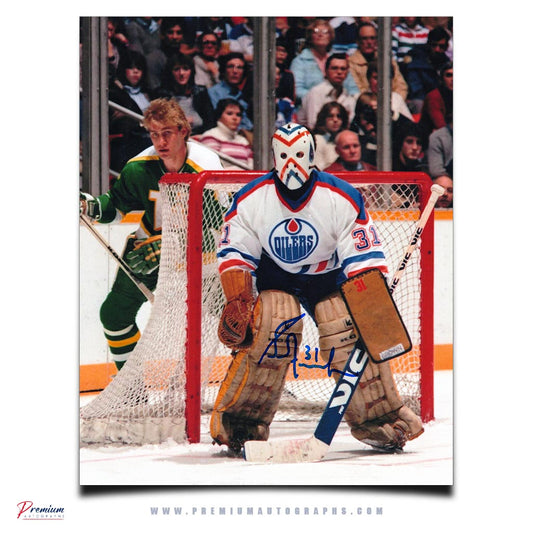 Grant Fuhr Edmonton Oilers Signed 8x10 Photograph Vs. North Stars