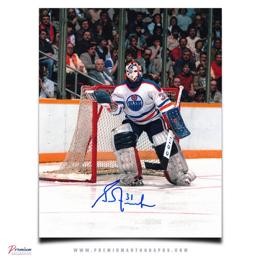 Grant Fuhr Edmonton Oilers Signed 8x10 Photograph Puck Possession