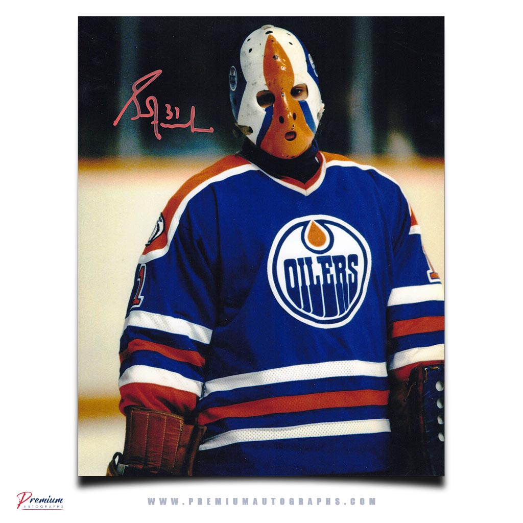 Grant Fuhr Edmonton Oilers Signed 8x10 Photograph Close Up w/ Mask