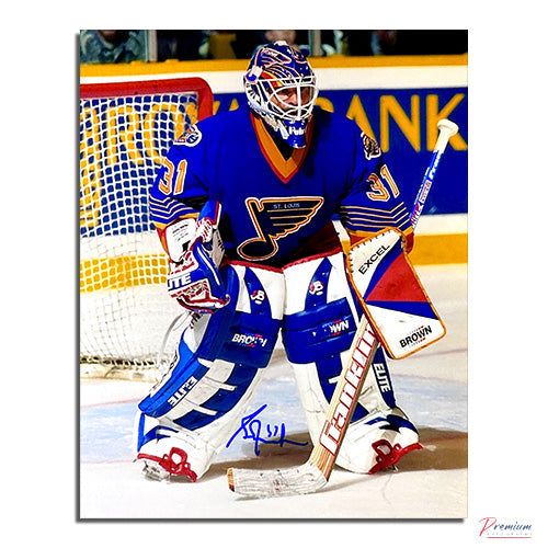 Grant Fuhr St-Louis Blues Signed 8x10 Photograph Stance