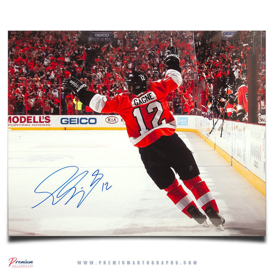Simon Gagne Philadelphia Flyers Signed 16x20 Photograph Goal Celebration
