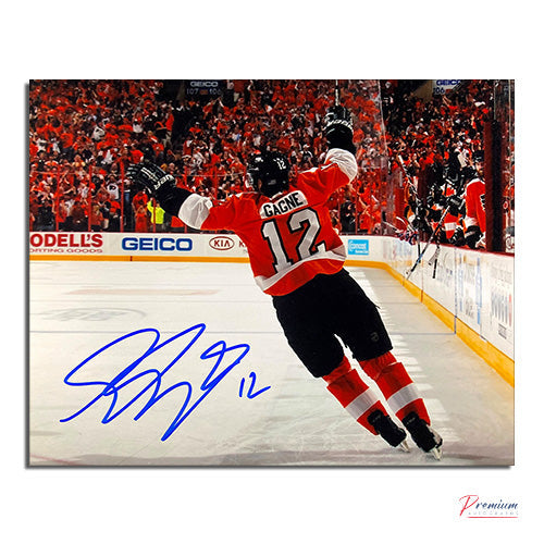 Simon Gagne Philadelphia Flyers Signed 8x10 Photograph Goal Celebration