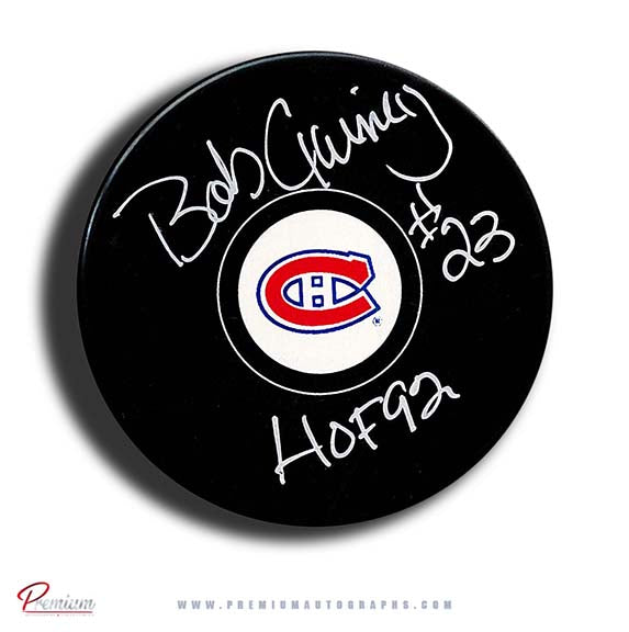 Bob Gainey Montreal Canadiens Autographed Puck w/ HOF 92 Inscription