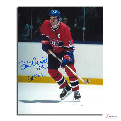 Bob Gainey Montreal Canadiens Signed 8x10 Photograph Captain w/ HOF 92 Inscription