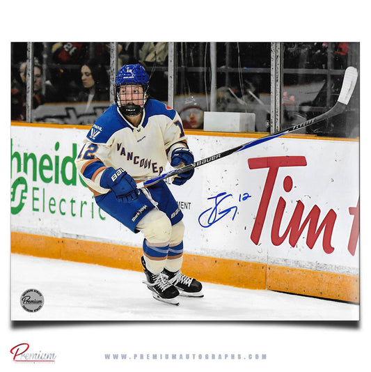 Jennifer Gardiner Vancouver Goldeneyes PWHL Autographed 8x10 Photograph Along the Boards