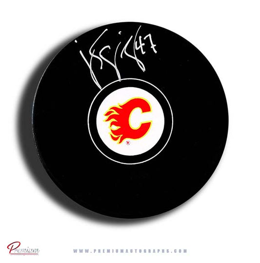 J.S. Giguere Calgary Flames Autographed Puck