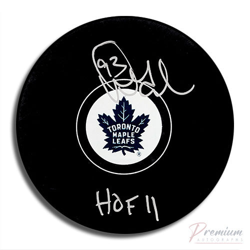 Doug Gilmour Toronto Maple Leafs Signed Puck w/ HOF 11 Inscription