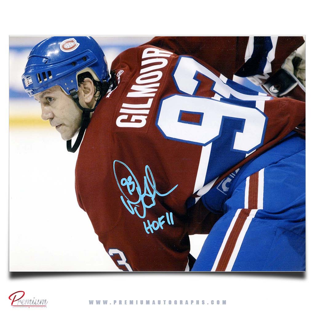 Doug Gilmour Montreal Canadiens Autographed 8x10 Faceoff w/ HOF 12 Inscription